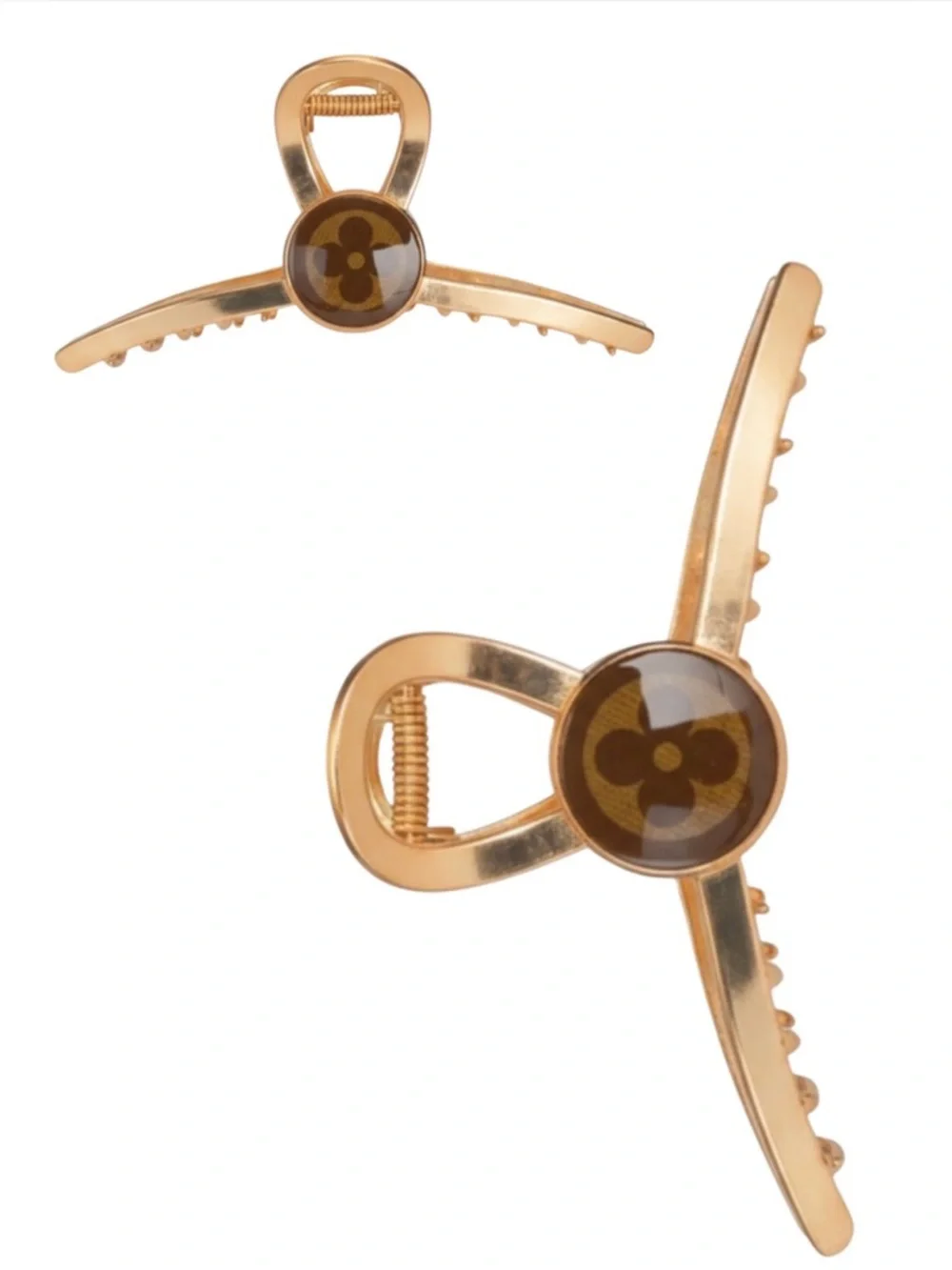 A-1DC-42: LOUIS VUITTON Monogram Upcycled Rose Gold Claw Clip in Resin,COA. NWOT